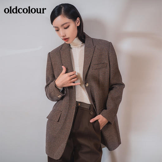oldcolour2021冬季新款时尚气质千鸟格西装外套GN41048928 商品图0