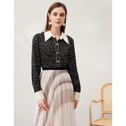 EITIE爱特爱春季新款洋气职业干练显瘦印花衬衫上衣6909605 商品图2