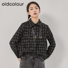 oldcolour2022冬季新款时尚百搭宽松金丝线格纹长袖衬衫女 商品缩略图0