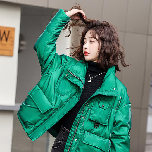 亮面小款羽绒服，小个子短款时尚白鸭绒外套HR-HBLJRD037-1 商品图5