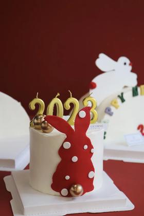 2023翻糖波点小兔子奶油蛋糕