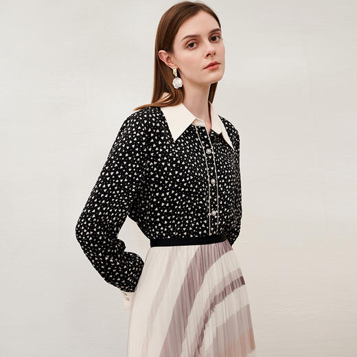 EITIE爱特爱春季新款洋气职业干练显瘦印花衬衫上衣6909605 商品图3