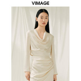 VIMAGE纬漫纪春季新款设计感小众修身短款小上衣女V1913503