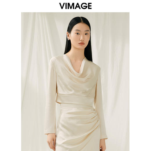 VIMAGE纬漫纪春季新款设计感小众修身短款小上衣女V1913503 商品图0