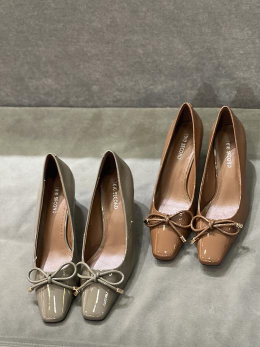 IUIU SECOND 2022新款小方头蝴蝶结浅口中跟单鞋U22CE37471 商品图5