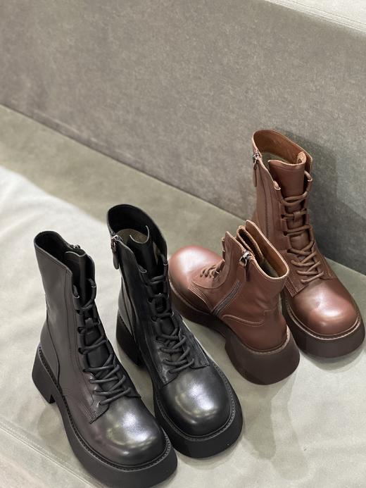 IUIU SECOND 新款加绒圆头侧拉链厚底马丁靴U21DC46061 商品图0