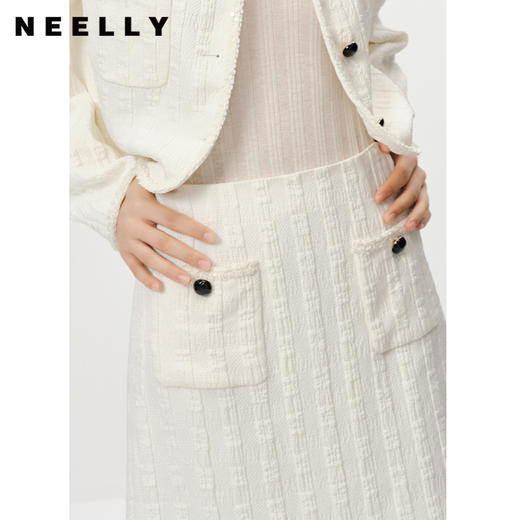 NEELLY纳俪商场同款高腰小香风半身裙女百搭时尚A字裙短裙韩版N23012E01040 商品图3