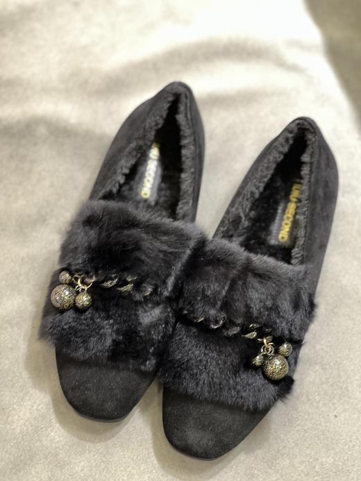 IUIU SECOND 新款加绒简约毛毛一脚蹬豆豆鞋U21CM34138 商品图1