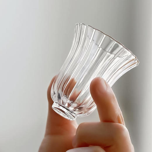 暗香疏影/玲珑杯 高款条纹品杯玻璃茶具品茗杯单杯小杯子主人杯迷你小号花瓣功夫茶茶杯 商品图8
