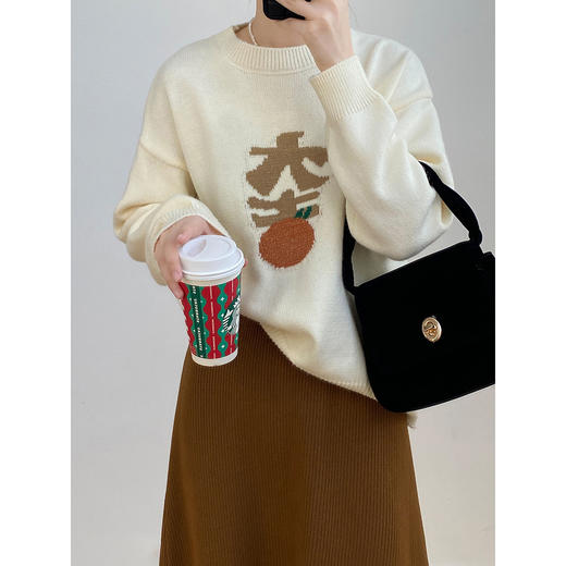 YS-P6631年味春节大吉毛衣女2023早春设计感软糯套头针织衫上衣 商品图6