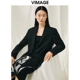 VIMAGE纬漫纪春季新款时尚干练中性气质一字扣西装外套女V1903507