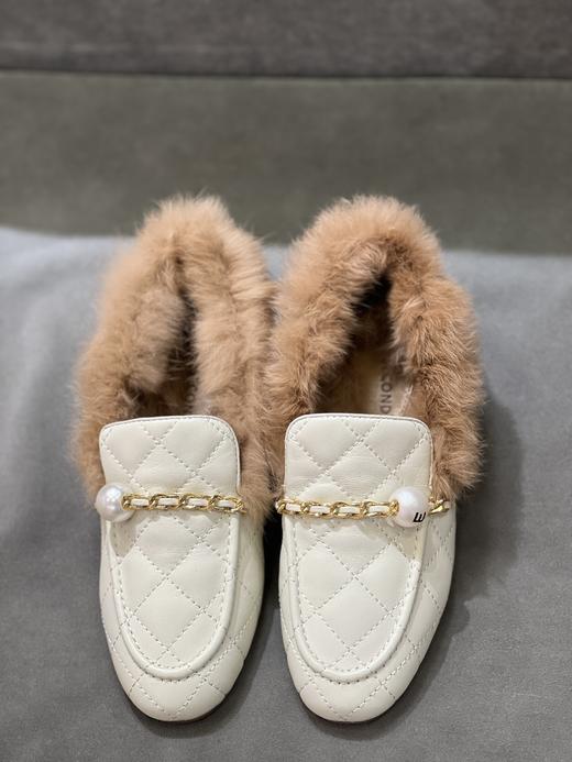 IUIU SECOND 新款加绒菱格纹毛毛一脚蹬乐福鞋豆豆鞋U21CM32788 商品图1