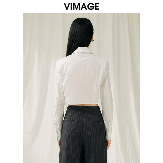VIMAGE纬漫纪春季新款通勤显瘦百搭短上衣衬衣V1909503 商品图4