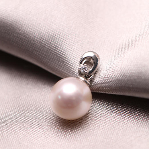 金18K海水珍珠吊坠 8.5-9mm 白 39573 商品图3