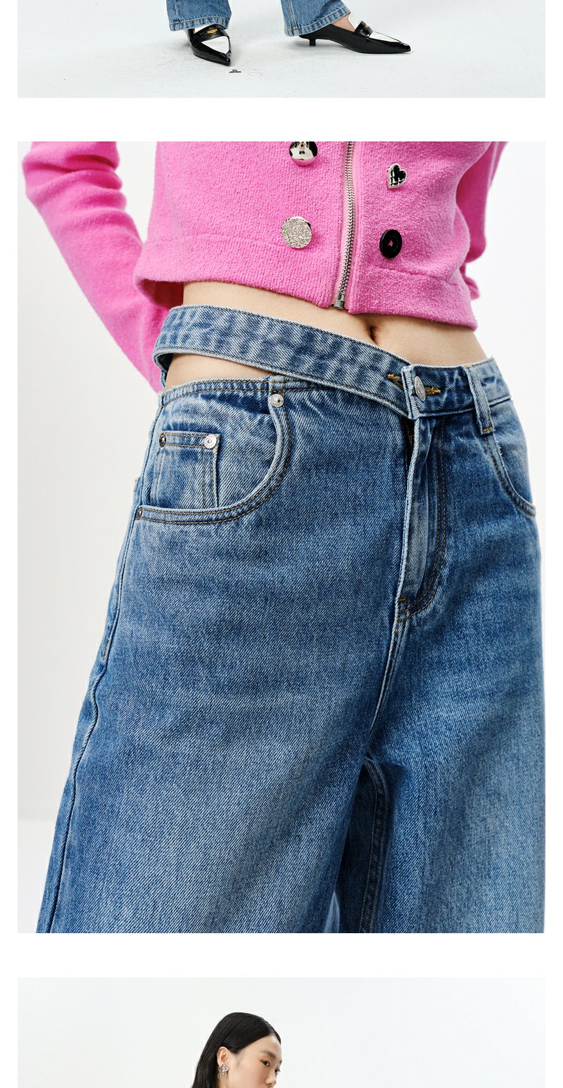 neelly纳俪商场同款气质牛仔裤女百搭长款阔腿裤显瘦直筒裤时尚 n2