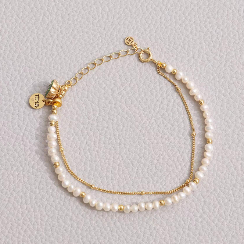 宫里的世界 珠莲壁合珍珠珐琅手链