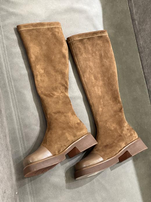 IUIU SECOND 新款圆头拼面低跟弹力靴袜袜靴长筒靴U21DQ45731 商品图3