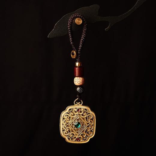 黄铜镂空四方如意牌汽车钥匙扣挂件吊坠钥匙扣 商品图1