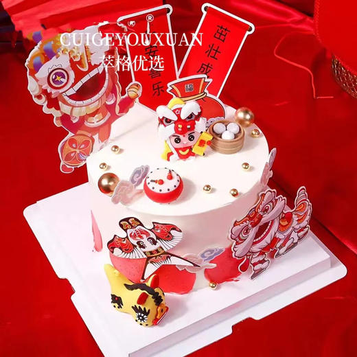 国潮风舞狮男孩 鲜果夹心戚风蛋糕 商品图1