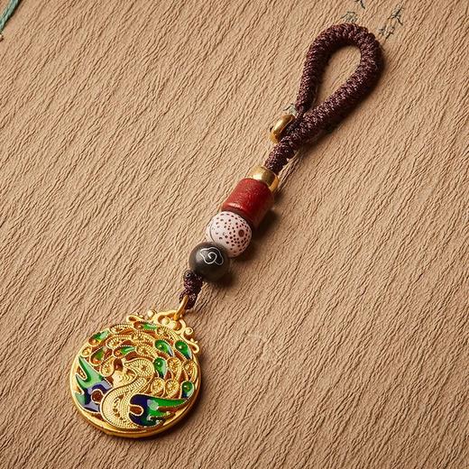 黄图镀金孔雀汽车钥匙扣挂件古法金精致手工编织 商品图4