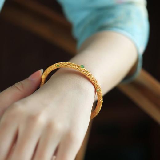 祥云如意古法鎏金手镯女生开口古风镯子礼物 商品图7