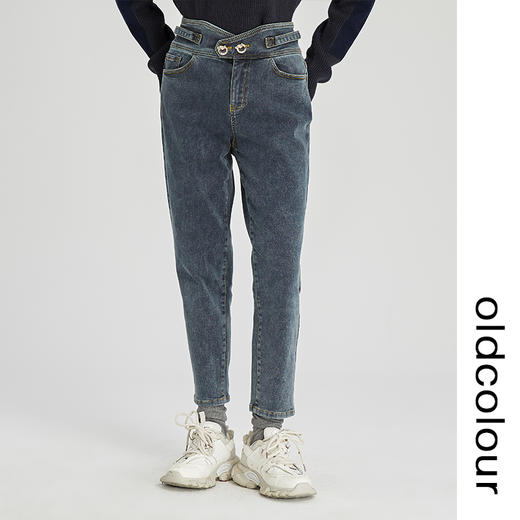 oldcolour2022年冬季新款显瘦休闲气质复古棉微弹百搭牛仔裤女N44113436 商品图0