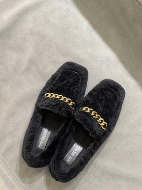 IUIU SECOND 新款加绒时尚方头饰扣乐福鞋U21CM36691