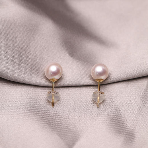 金18K海水珍珠耳钉 7-7.5mm白一根针 105899 商品图2