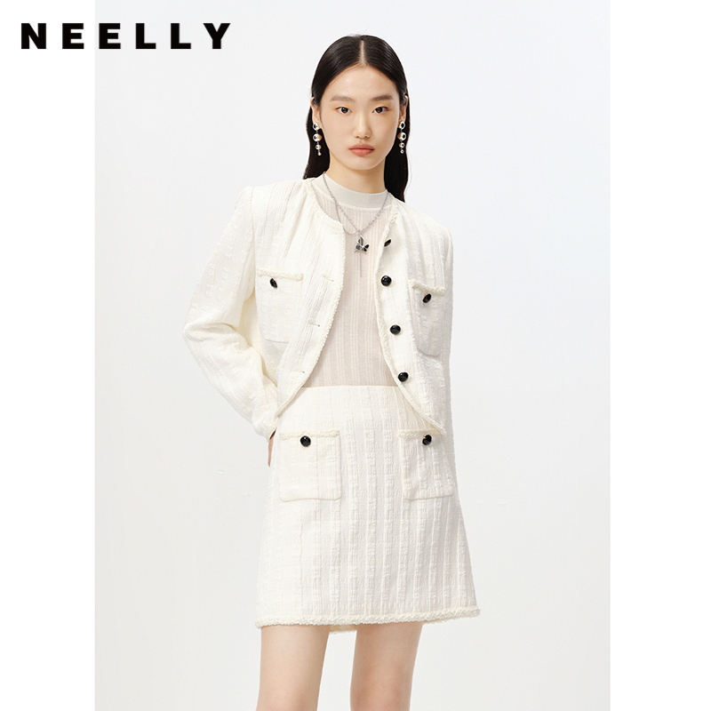 NEELLY纳俪商场同款气质小香风短款外套女2023春季新款时尚上衣 N23012C01038