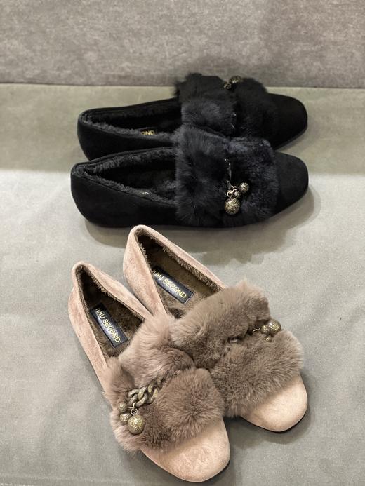 IUIU SECOND 新款加绒简约毛毛一脚蹬豆豆鞋U21CM34138 商品图0