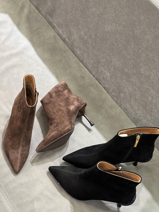 IUIU SECOND 2022新款尖头细磨砂侧拉链短靴踝靴U22DS44871 商品图0