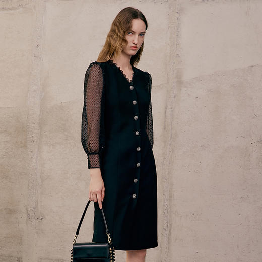 EITIE爱特爱春季新款袖口透视性感连衣裙7307034 商品图4