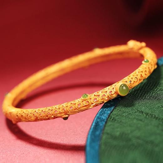 祥云如意古法鎏金手镯女生开口古风镯子礼物 商品图4