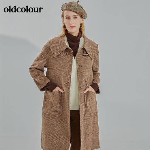 oldcolour2021冬季新款时尚气质修身百搭中长款手工大衣N44156430 商品图0