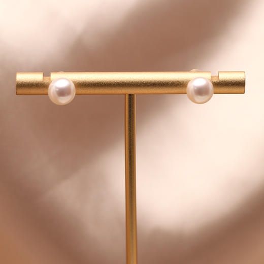 金18K海水珍珠耳钉 7-7.5mm白一根针 105899 商品图5