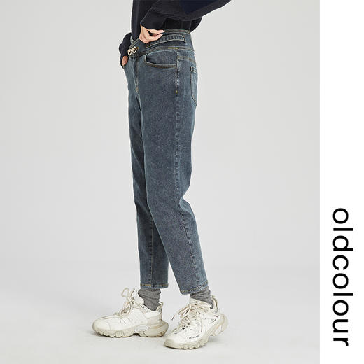 oldcolour2022年冬季新款显瘦休闲气质复古棉微弹百搭牛仔裤女N44113436 商品图1