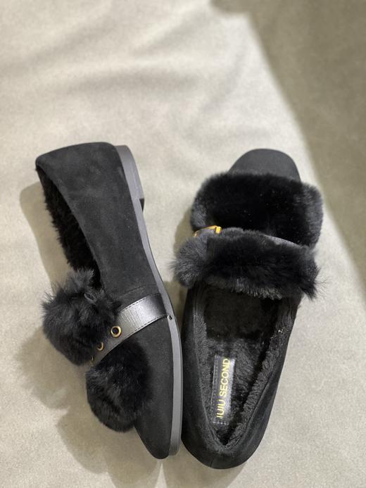 IUIU SECOND 新款加绒通勤毛毛一脚蹬豆豆鞋U21CM34128 商品图1
