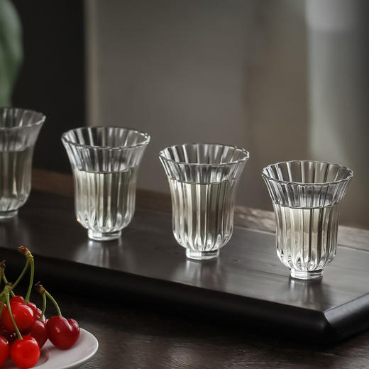 暗香疏影/玲珑杯 高款条纹品杯玻璃茶具品茗杯单杯小杯子主人杯迷你小号花瓣功夫茶茶杯 商品图4