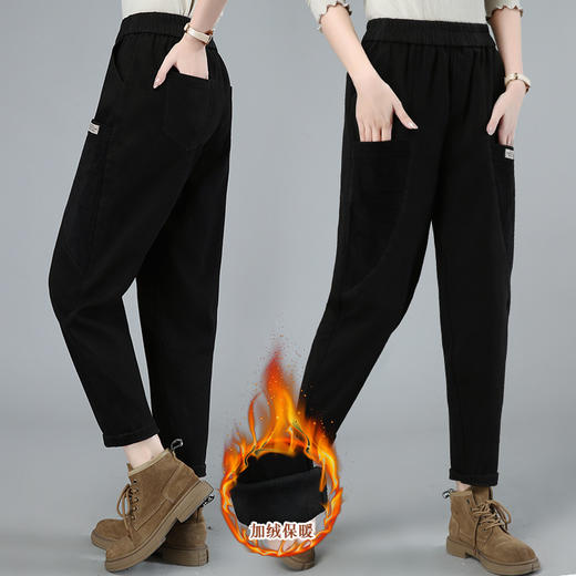 HR WY81359松紧腰显瘦有型加绒休闲保暖裤 商品图2