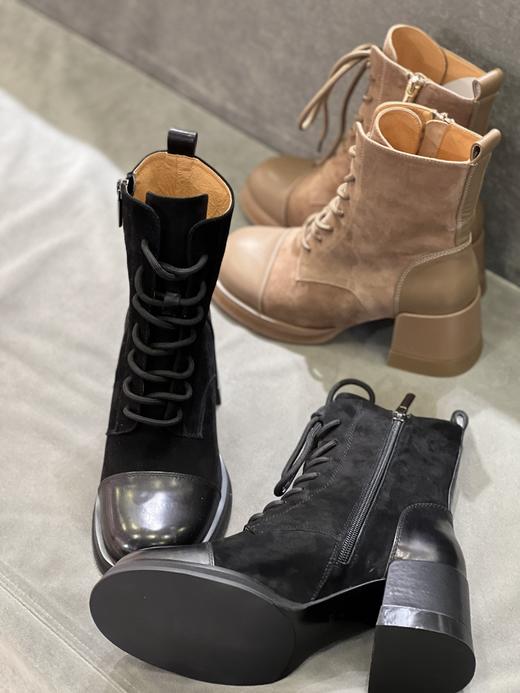 IUIU SECOND 2022新款时尚拼皮厚底侧拉链马丁靴U22DS44641 商品图5