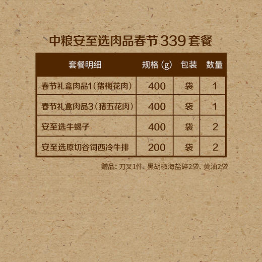 中粮安至选肉品春节339套餐【分仓直发，72小时发货，周末节假日不发货】 商品图1