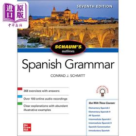 【中商原版】SCHAUM'S OUTLINE OF SPANISH GRAMMAR 肖姆的西班牙语语法大纲 第七版 西文学习 教材 教辅 英文原版 进口图书