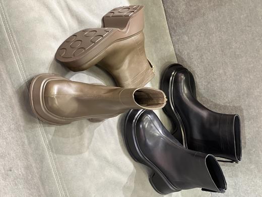 IUIU SECOND 2022新款方圆头净面厚底后拉链切尔西短靴U22DS44711 商品图5