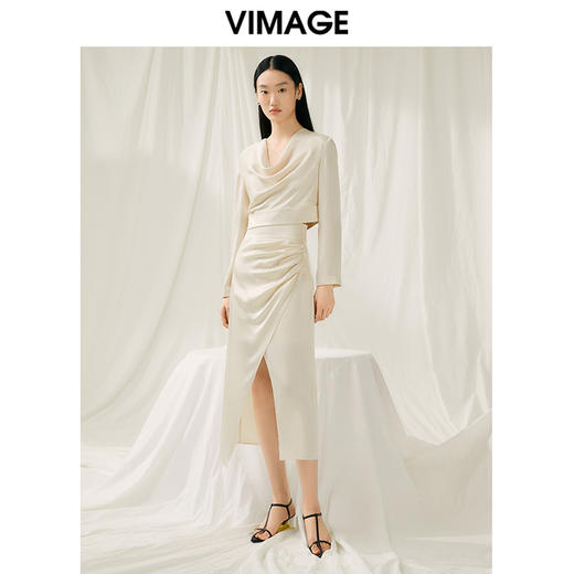 VIMAGE纬漫纪春季新款设计感小众修身短款小上衣女V1913503 商品图1