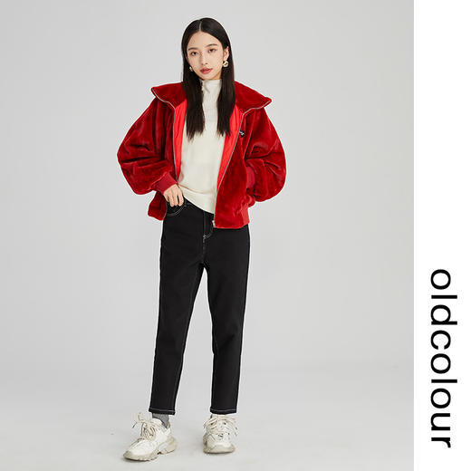 oldcolour2022年冬季新款通勤时尚修身显瘦毛绒短外套N44041213 商品图2