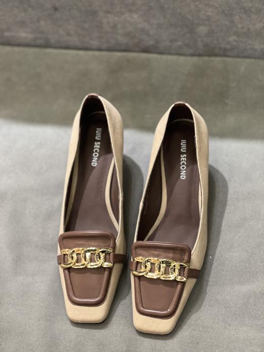 IUIU SECOND 2022新款小方头拼色马衔扣单鞋U22CE37521 商品图4