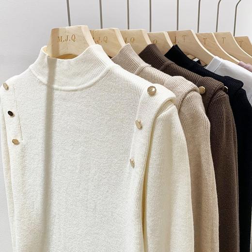 修身加厚抗起球秋冬加绒纽扣针织衫打底衫 商品图3
