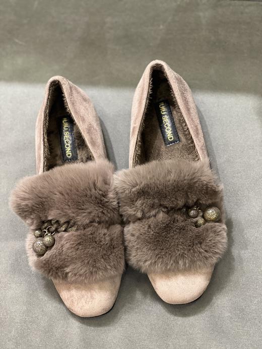 IUIU SECOND 新款加绒简约毛毛一脚蹬豆豆鞋U21CM34138 商品图3