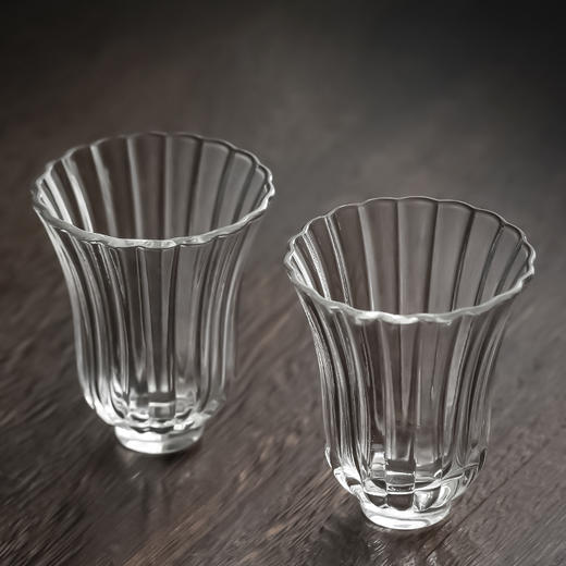 暗香疏影/玲珑杯 高款条纹品杯玻璃茶具品茗杯单杯小杯子主人杯迷你小号花瓣功夫茶茶杯 商品图0