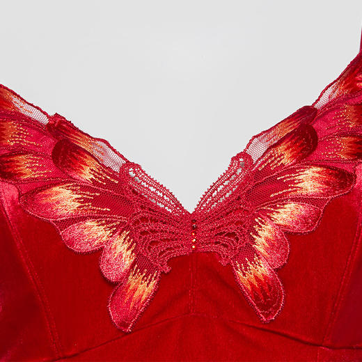 贝佳人正品无袖吊带睡裙石榴红连衣裙家居服蝴蝶性感睡衣 商品图3